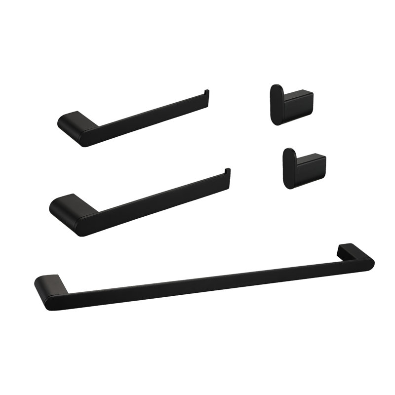304 5 Bathroom Hardware Grouping, Matte Black, Rust-, Scratch-, Modern For Bathrooms & Kitchens Accessories Kit, Stainless Steel, , Kitchen Improvement
