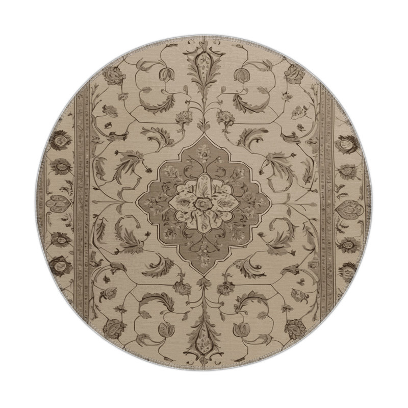 Tapis gris d'intérieur et d'extérieur Tabriz, Rond 5 pi