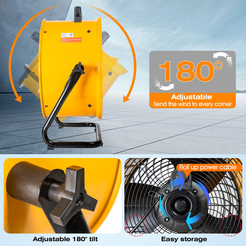 iLiving 18'' Yellow and Black 3-Speed Turbo Floor Fan