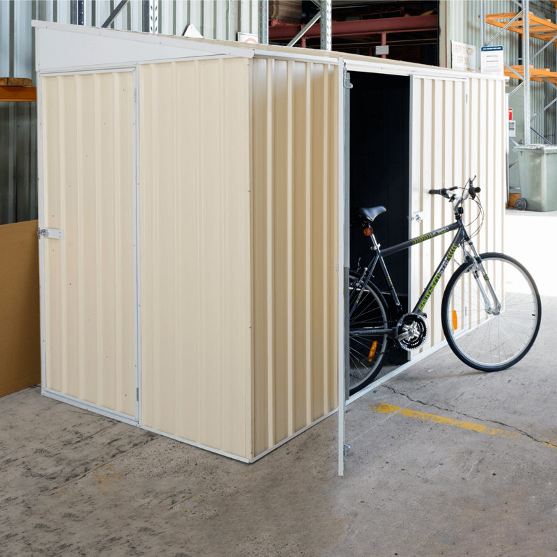 Absco Durango 10 ft. W x 5 ft. D Metal Lean-To Bike Shed, Tan