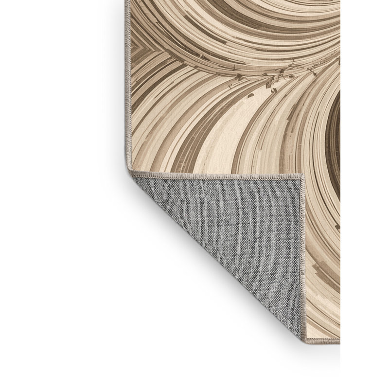 Machine Washable Pahola Classic Damask Rug in Beige – Beige Binding, 2x5