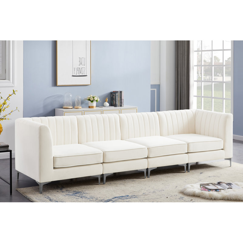 Canapé modulaire Enson, Velours crème