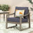 Wood Club Chair For Outdoor Use With Dark Grey Water- Neck Cushions Enjoyment