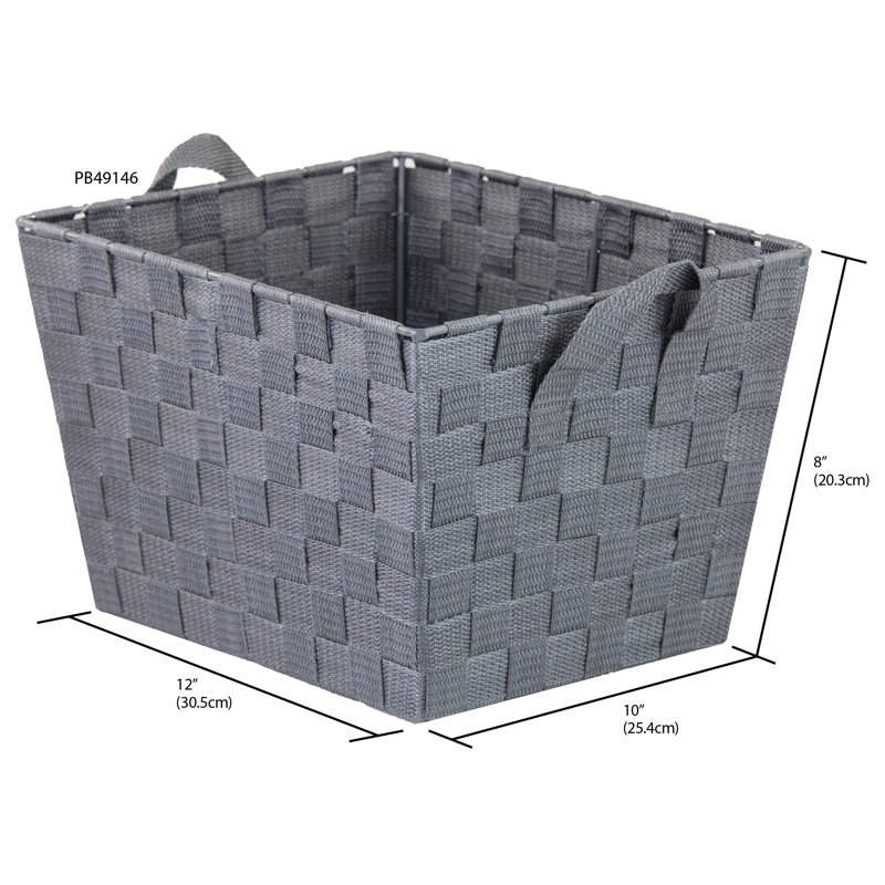 Panier en tissu à sangle moyenne, H 8 po x l 12 po x P 10 po, gris