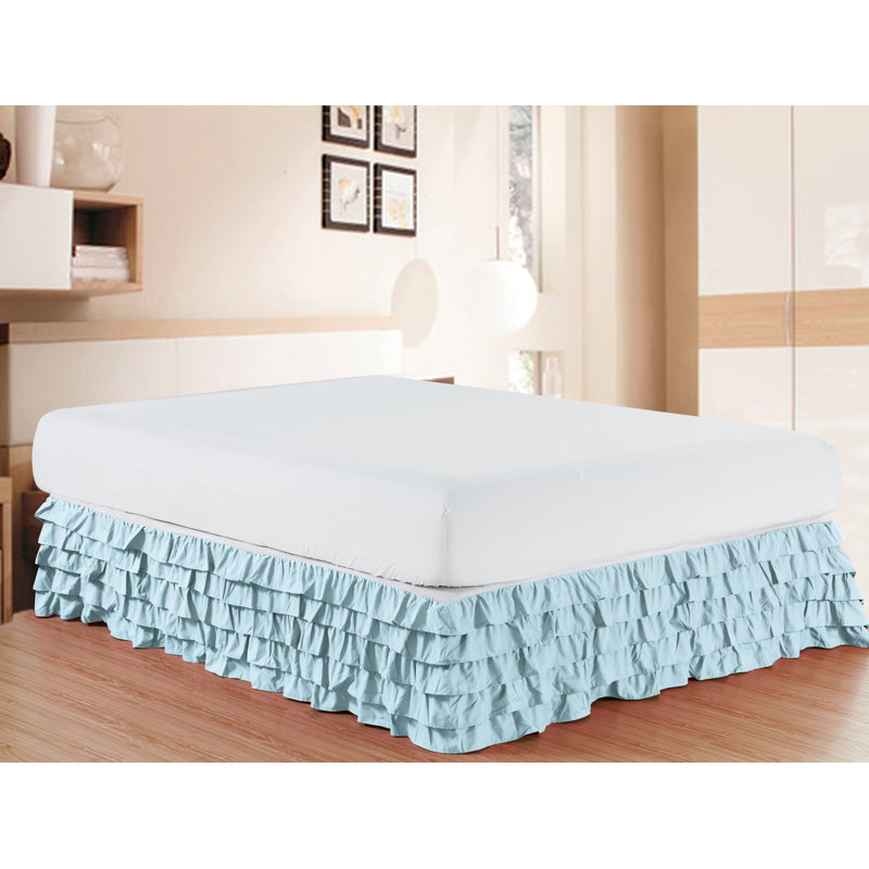 Jupe de lit à plis multiples en microfibre de qualité hôtelière Elegant Comfort Luxurious 1500, Grand, Bleu aqua