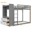 Lit superposé avec 4 tiroirs de rangement, rail suspendu, bande lumineuse et tablettes intégrées et 2 panneaux perforés, 3 couleurs disponibles-324068196