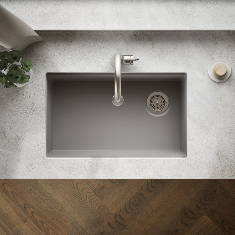 Billings Undermount Single-Bowl Workstation Kitchen Sink, White/Beige