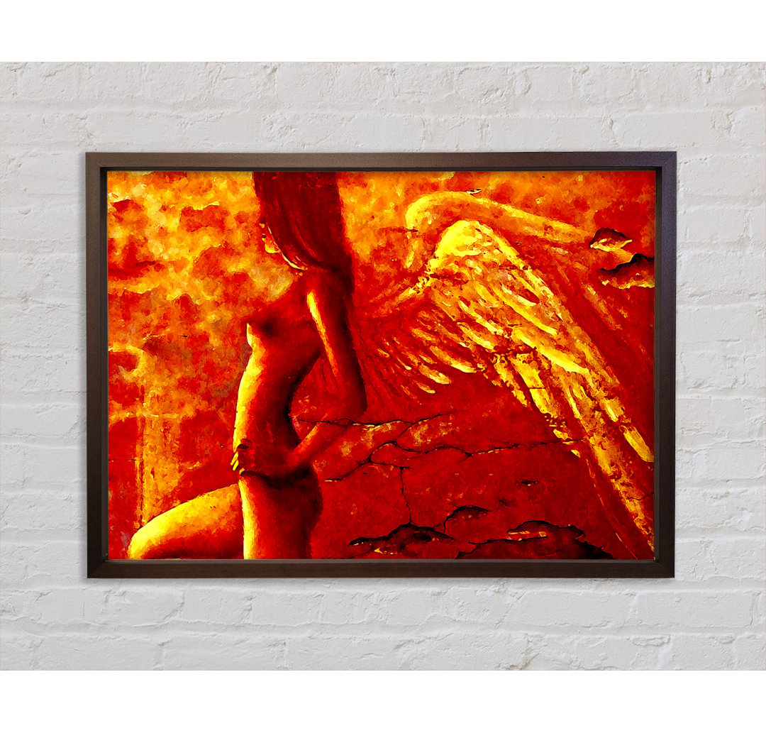 Orange Angel Wings Gerahmter Druck