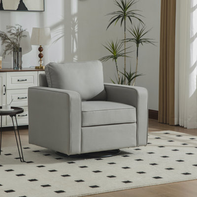 Upholstered 360° Swivel Armchair with Hidden Storage