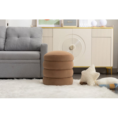 Repose-pieds rond en velours doux