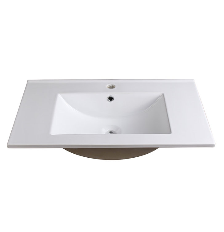 Allier Ceramic Rectangular Drop-In Bathroom Sink with Overflow