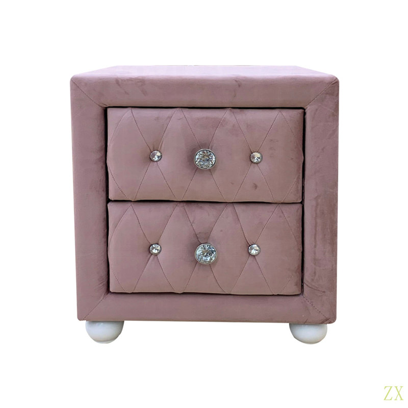 Table de chevet rembourrée avec deux tiroirs de rangement