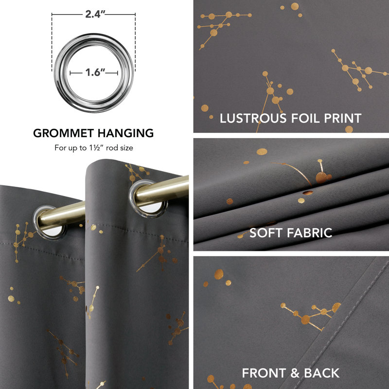 Bertie Room Darkening Thermal Curtains, Width 168 x Drop 138 cm, Light Grey