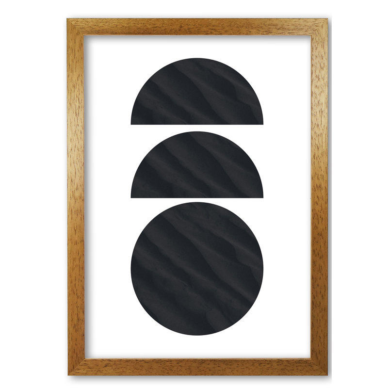 Abstract Textured Circles - Single Picture Frame Print, 60 cm H x 42 cm W x 5 cm D, Honey Oak Frame
