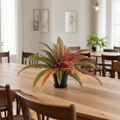 Fougère artificielle de Boston, 50 tiges ultra réalistes avec feuillage d'automne, plante artificielle d'intérieur pour appartements de luxe et bureaux à faible luminosité