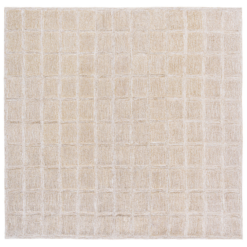 Genre Hand Woven Wool;Cotton Solid Color Rug, Square 6'