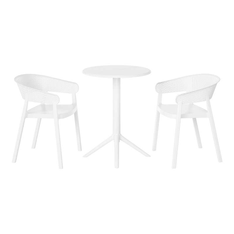 2-Person Outdoor Round Dining Set, White