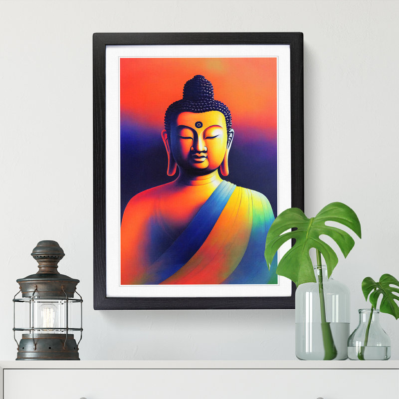 Buddha Colour Field - Single Picture Frame Print, Oak Framed, 64cm H x 46cm W