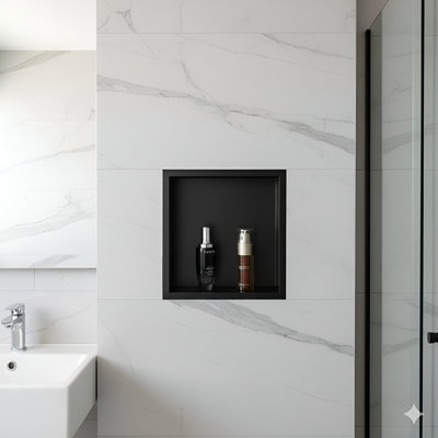 Matte Black Stainless Steel Recessed Shower Niche