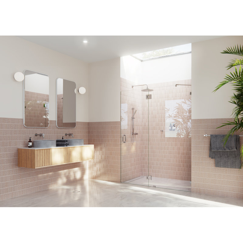 Halo 56.5 in. x 78 in. Frameless Glass Hinge Shower Door, Polished Chrome