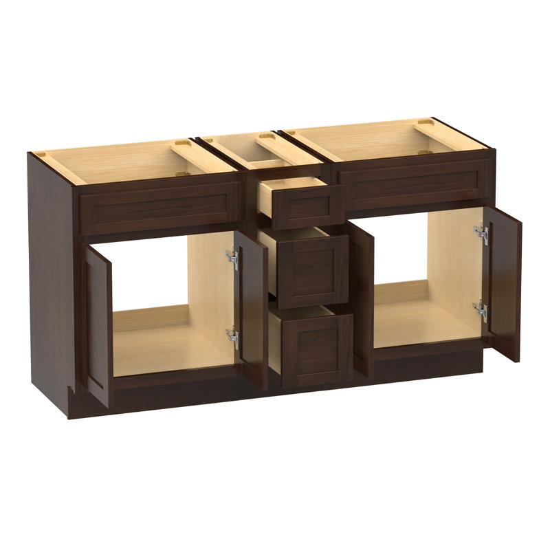 Base de meuble-lavabo double 60 po seulement, Brun