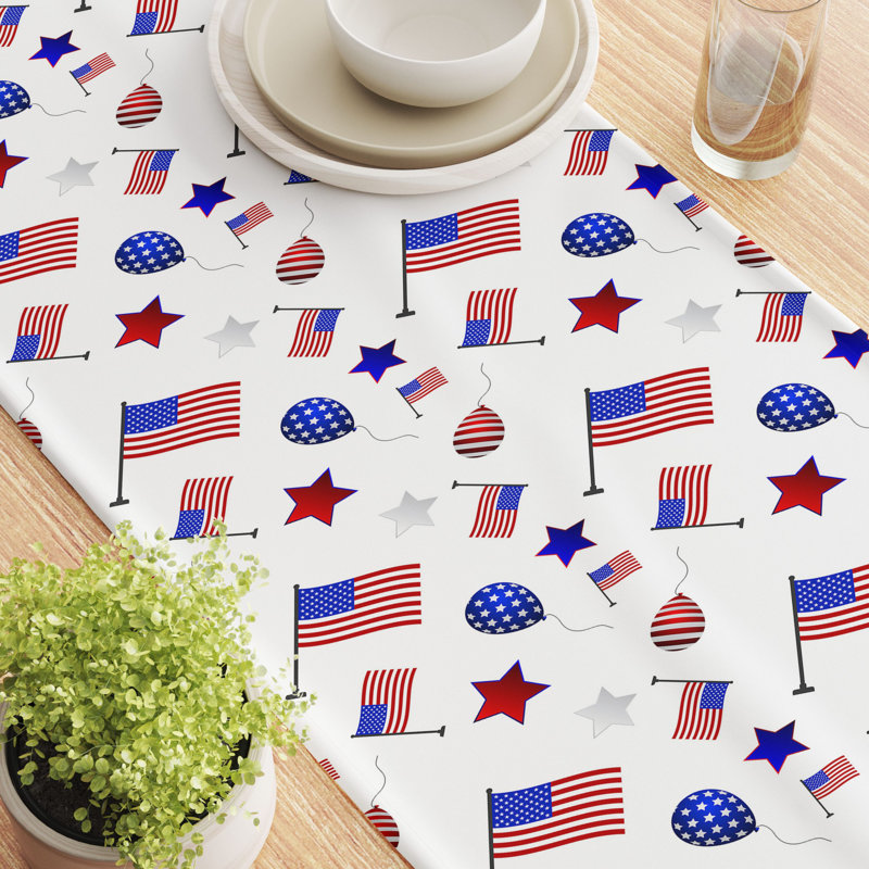 Ethen Geometric Independence Day Table Runner, 72" x 12"