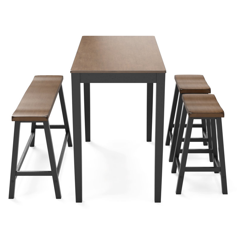 4 - Person Dining Set, Walnut/Black