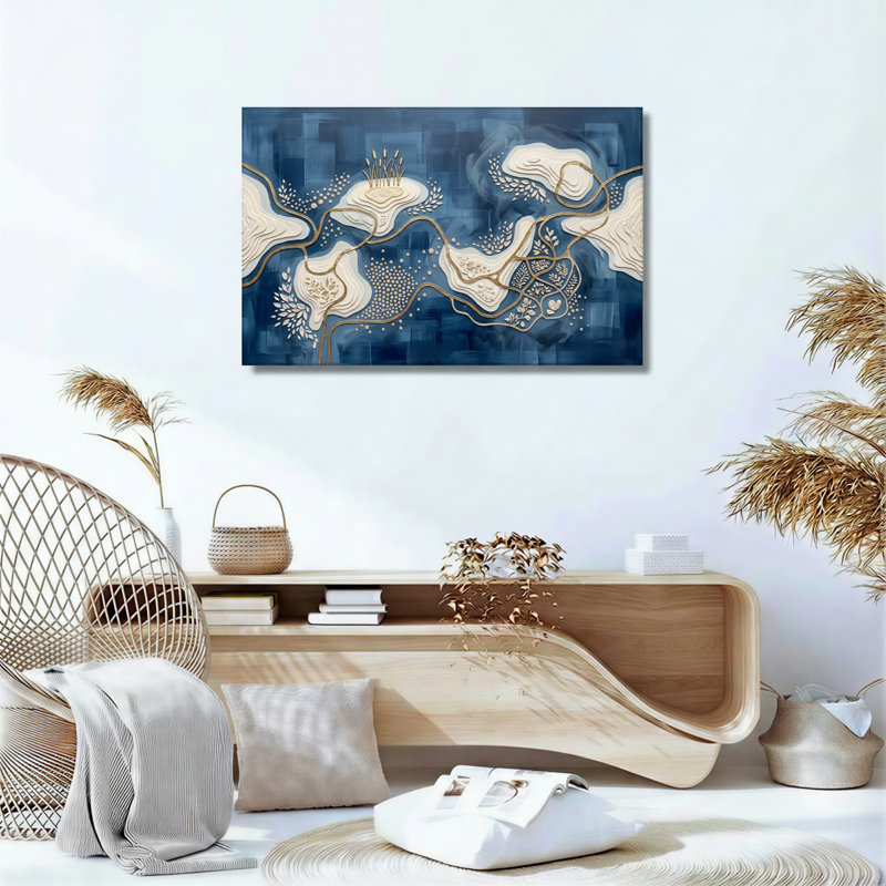 Abstrait floral sur toile, ensemble de 1 reproduction d'art sur toile, H 20 po x l 30 po, Wrapped Canvas