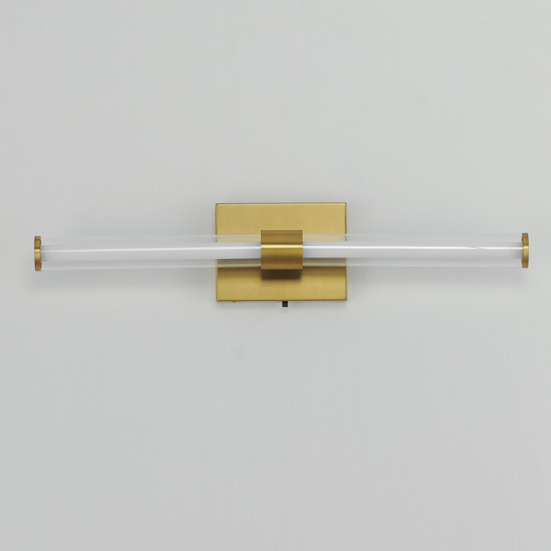 Machaela Single Transparent Dimmable LED Bath Bar, Natural Aged Brass