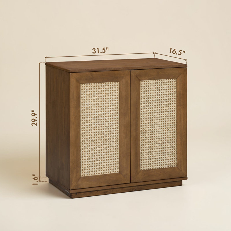 Meuble de rangement à 2 portes, meuble d'appoint en bois massif et rotin, buffet modulaire, système de rangement extensible pour salon et meuble télé, montage facile, aspect teck