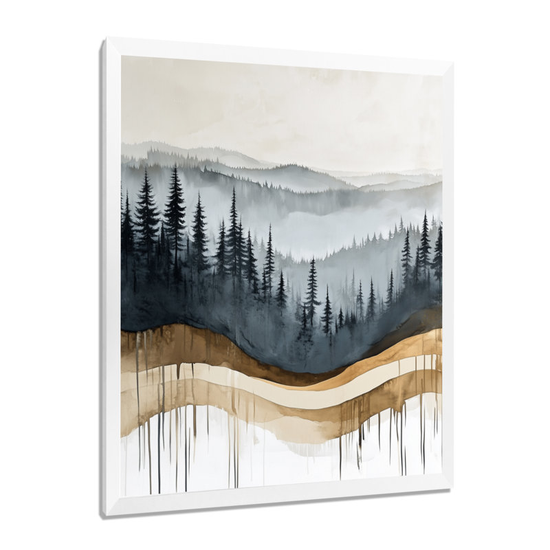 Pins de la Crête Dorée - Tableau sur toile encadrée Forêt, H 44 po x l 34 po, Cadre photo blanc