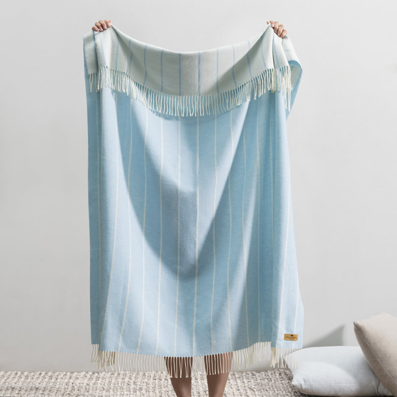 Crystal Blue Fiji Stripe Throw, Sky Blue Striped