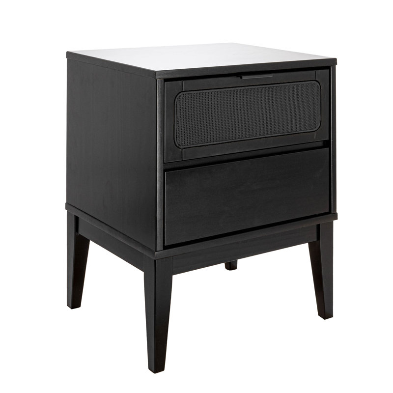 Kay 19.7'' W Solid Wood Nightstand, Black with Black