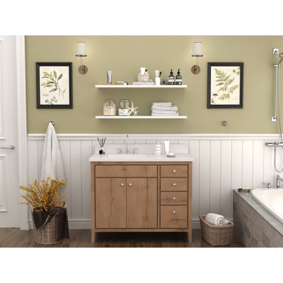 42 Inch Modern Style Bathroom Sink Vanity In Wood Finish