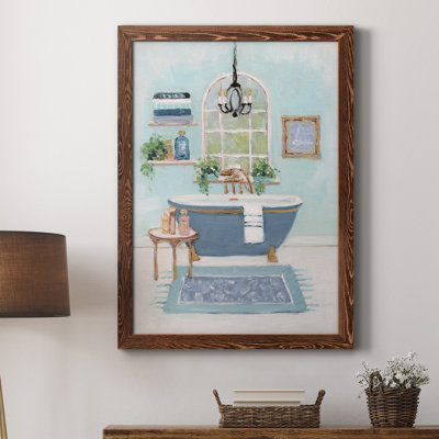 «Blue Bath I», peinture sur toile encadrée