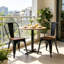 Ensemble de 2 chaises de salle à manger industrielles en métal noir lustré avec siège en bois de noyer empilable d'une hauteur de 18 pouces, intérieur extérieur, surface légère facile à nettoyer, assemblage facile, conception moderne durable-2000903901-2000903902