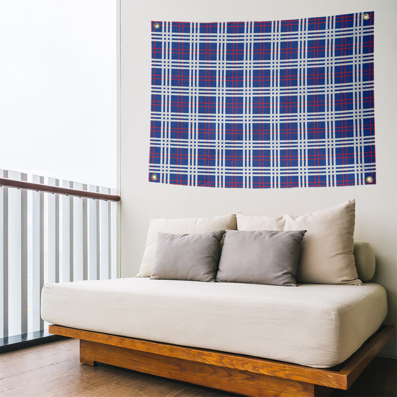 Tapisserie de luxe en polyester New England, H 59 po x l 80 po, Bleu marine / rouge / blanc