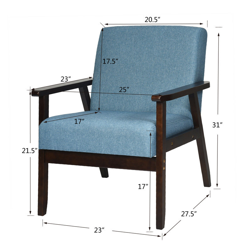 Avanelle Upholstered Armchair, Navy 100% Linen