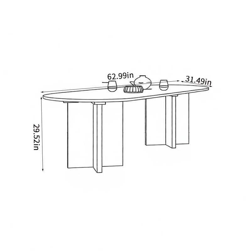 Table de salle à manger simple et créative, 29.52"H x 62.99"L x 31.49"W