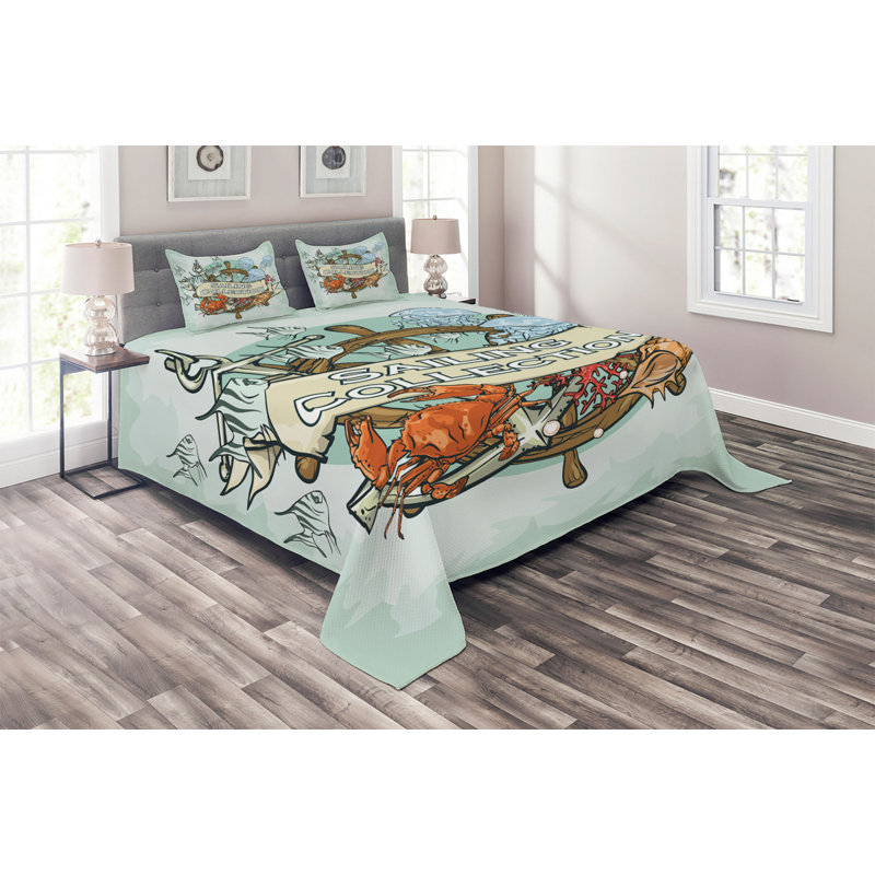 Sailing Coastal Coverlet, Queen Bedspread + 2 Shams