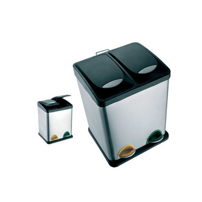 Metal Multi-Compartment Rubbish & Recycling Bin