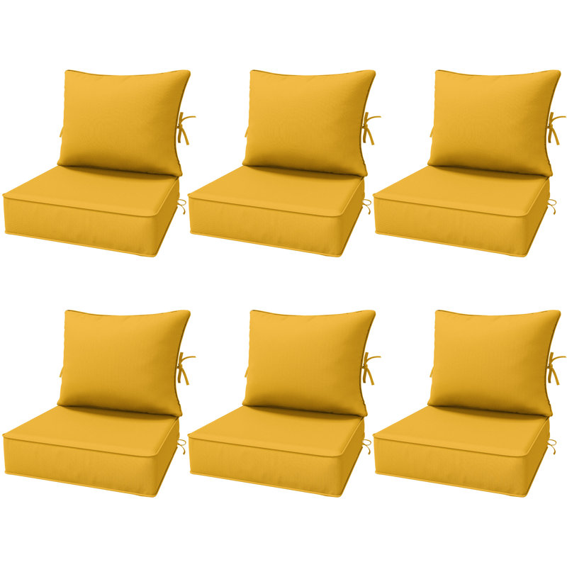 Ensemble de 6,5 po de coussins de remplacement pour l'extérieur, siège / dossier profond, Jaune