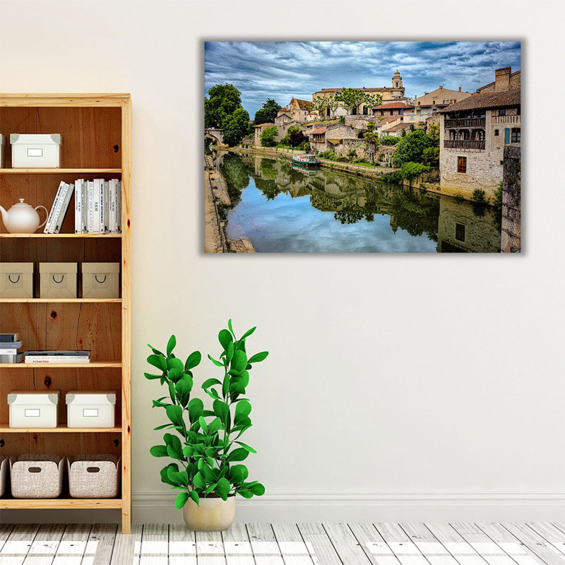 Nérac et la Baise - reproduction d'art sur toile, H 12 po x l 18 po