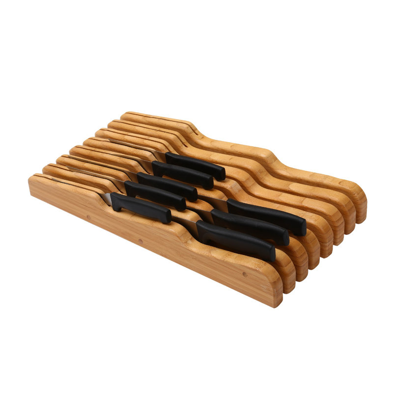 Natural Bamboo In-Drawer Knife Block Holder for 15 Knives