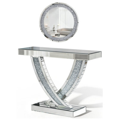 Console de vestibule en miroir Vikenti Modern Glam