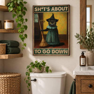 Toile tendue «Shut», «To To Down Down», décor de chat - salon, chambre à coucher ou bureau