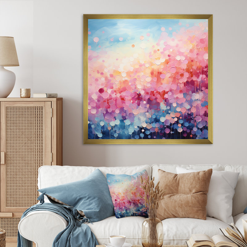 Cotton Candy I - Abstract Landscape Canvas Wall Art, H 36 po x l 36 po x P 1,5 po, Encadrement doré