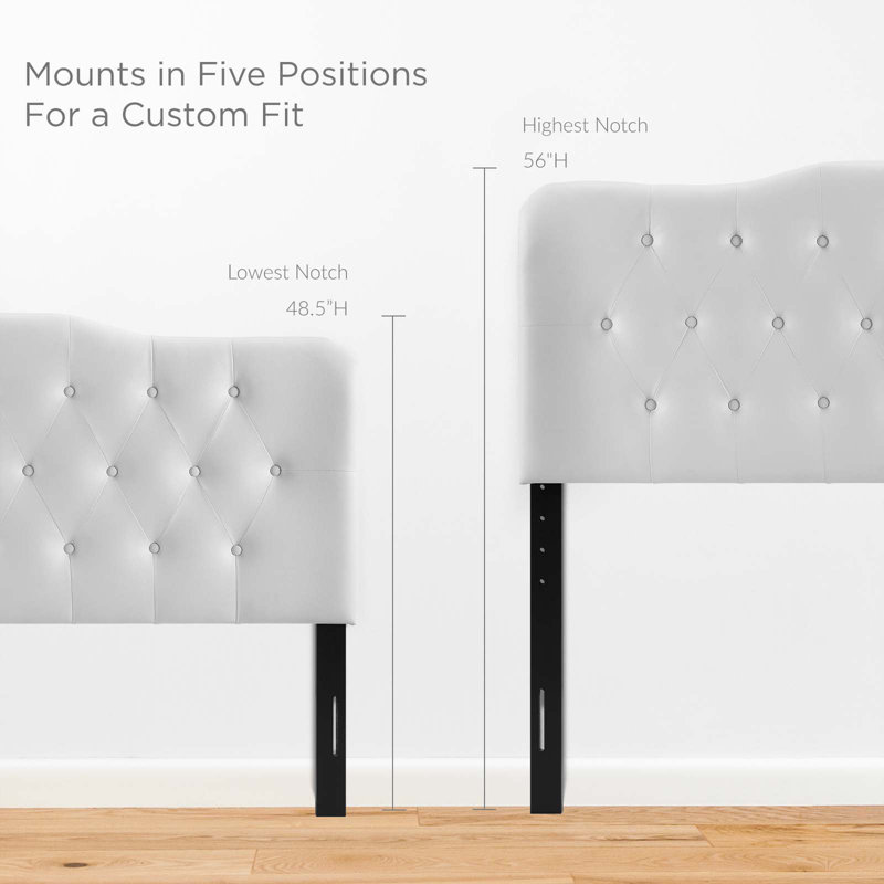 Annabel White Faux Leather Queen Tufted Headboard