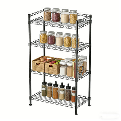Heavy Duty 4-Tier Wire Shelving Unit – 36" x 14" x 54" Commercial Metal Shelf, Adjustable Layer Rack with Strong Steel Frame – Perfect for Restaurant, Garage, Pantry, Kitchen – Black