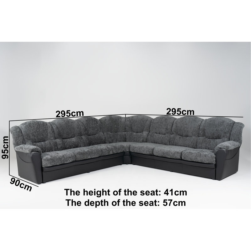 Koffler 7 Seater Corner Sofa, Black/Grey